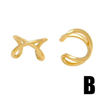 1 Pair Simple Style C Shape Plating Copper 18k Gold Plated Ear Clips