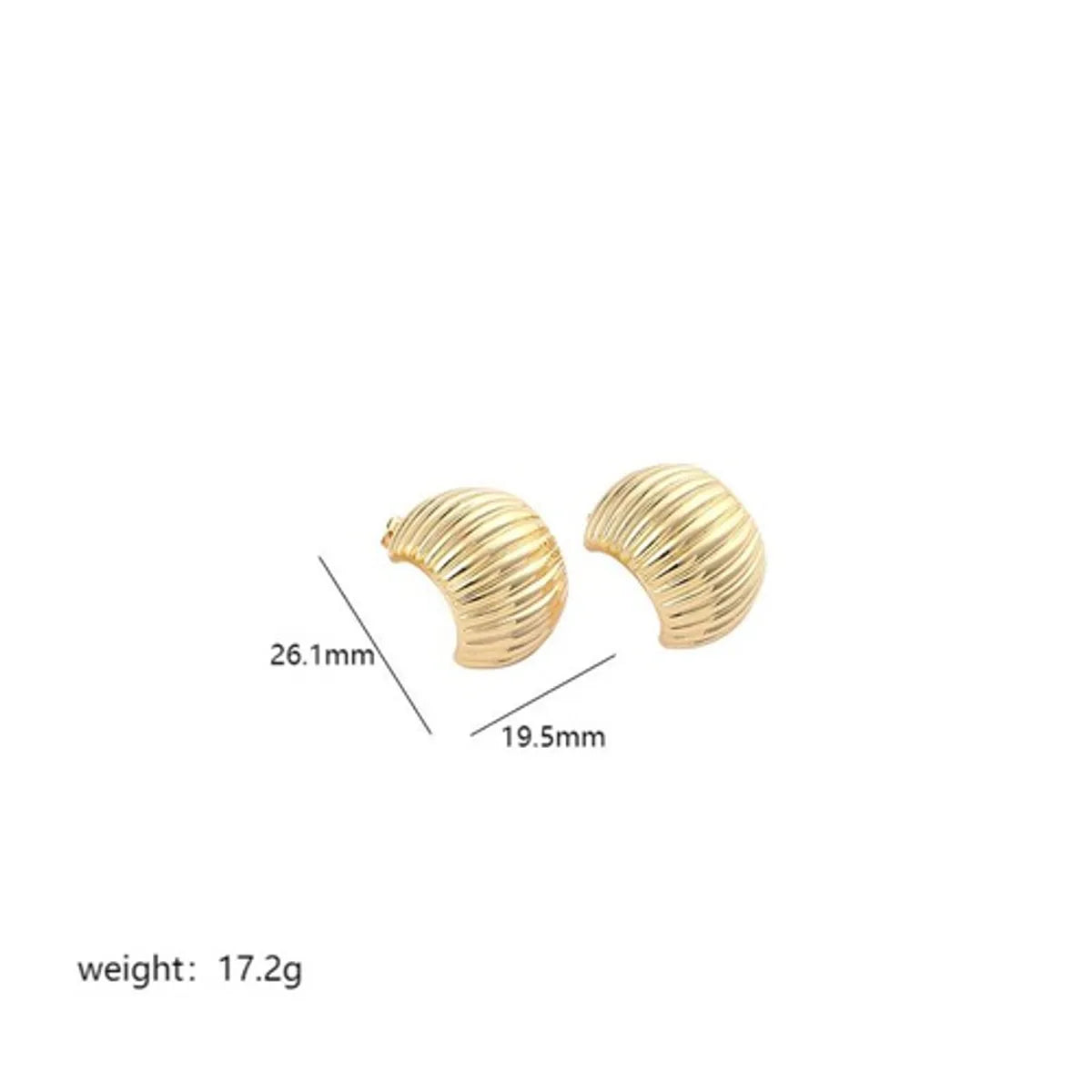 1 Pair Simple Style C Shape Plating Copper 18k Gold Plated Ear Studs