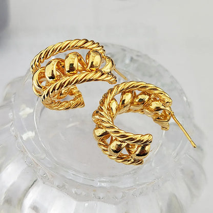 1 Pair Simple Style C Shape Plating Copper Ear Studs