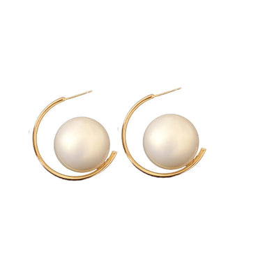 1 Pair Simple Style C Shape Plating Imitation Pearl Gold Plated Ear Studs