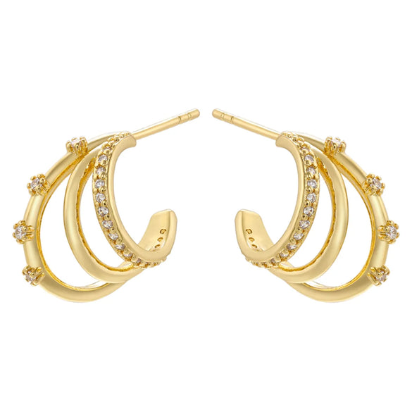 1 Pair Simple Style C Shape Plating Inlay Copper Zircon 18k Gold Plated Ear Studs