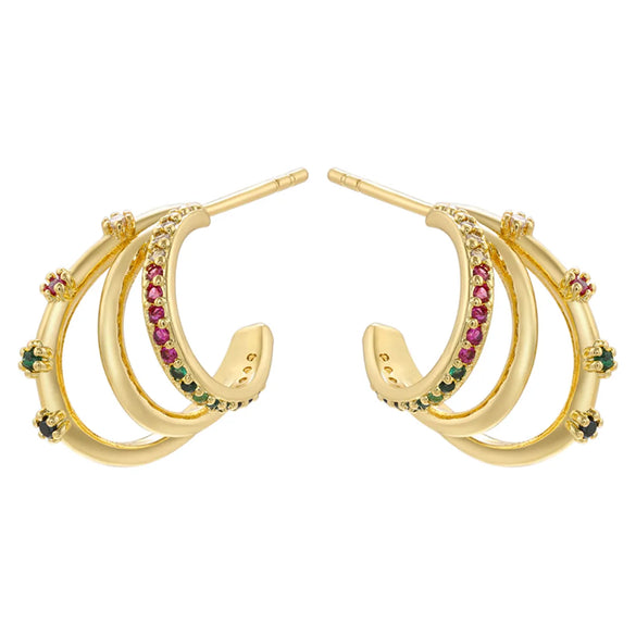 1 Pair Simple Style C Shape Plating Inlay Copper Zircon 18k Gold Plated Ear Studs