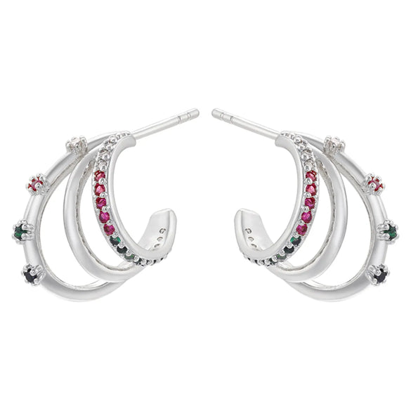 1 Pair Simple Style C Shape Plating Inlay Copper Zircon 18k Gold Plated Ear Studs