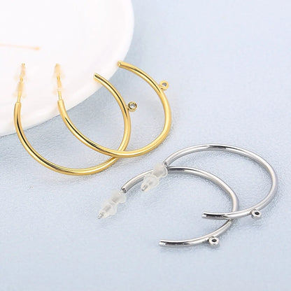 1 Pair Simple Style C Shape Plating Inlay Stainless Steel Rhinestones Ear Studs