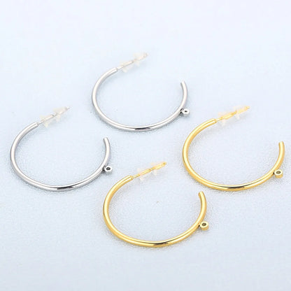 1 Pair Simple Style C Shape Plating Inlay Stainless Steel Rhinestones Ear Studs