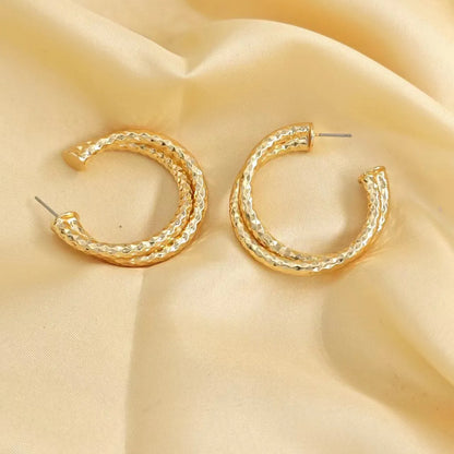 1 Pair Simple Style C Shape Plating Metal Ear Studs