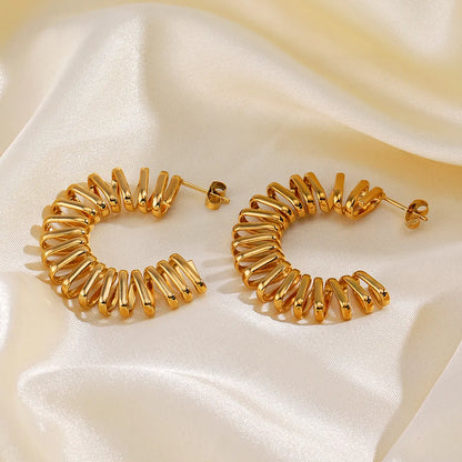 1 Pair Simple Style C Shape Plating Stainless Steel 18k Gold Plated Ear Studs