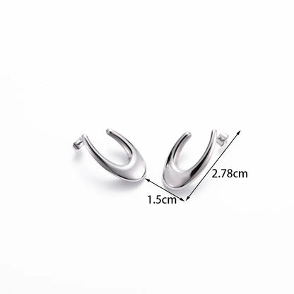 1 Pair Simple Style C Shape Plating 304 Stainless Steel Ear Studs