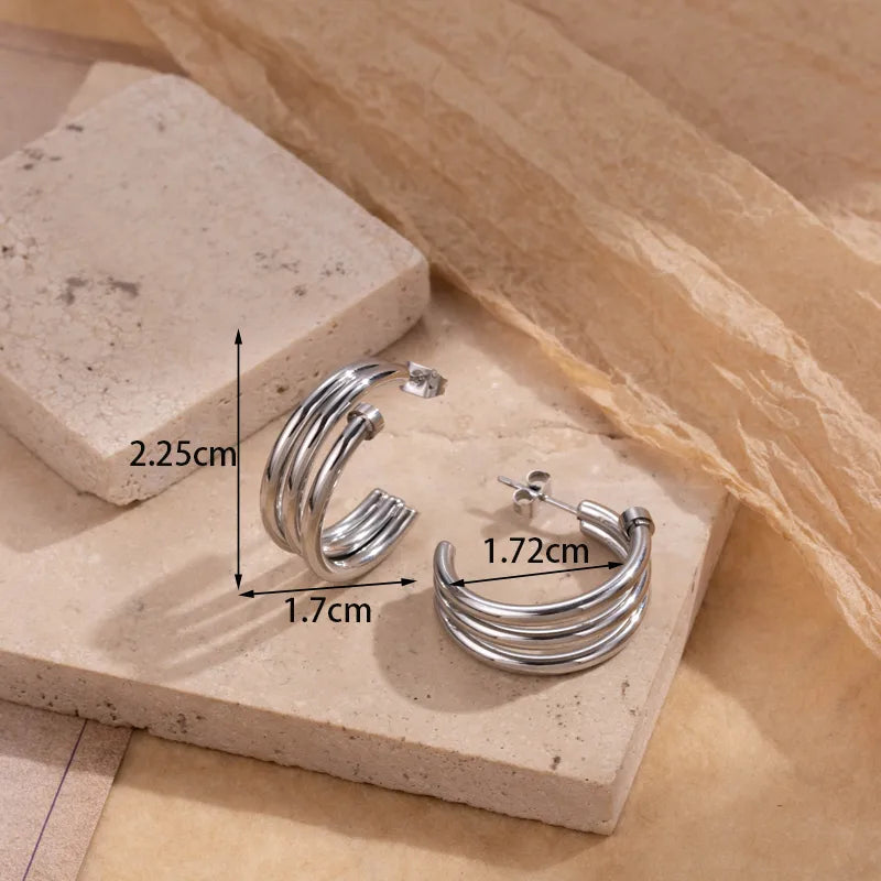 1 Pair Simple Style C Shape Plating 304 Stainless Steel Ear Studs