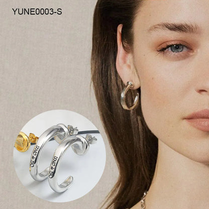 1 Pair Simple Style C Shape Plating Stainless Steel 18K Gold Plated Ear Studs