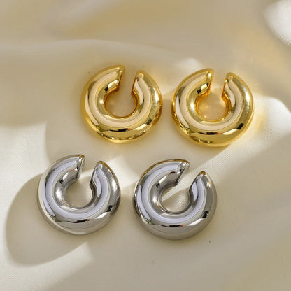 1 Pair Simple Style C Shape Plating Stainless Steel Ear Cuffs