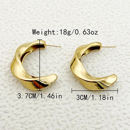 1 Pair Simple Style C Shape Plating 304 Stainless Steel 14K Gold Plated Ear Studs