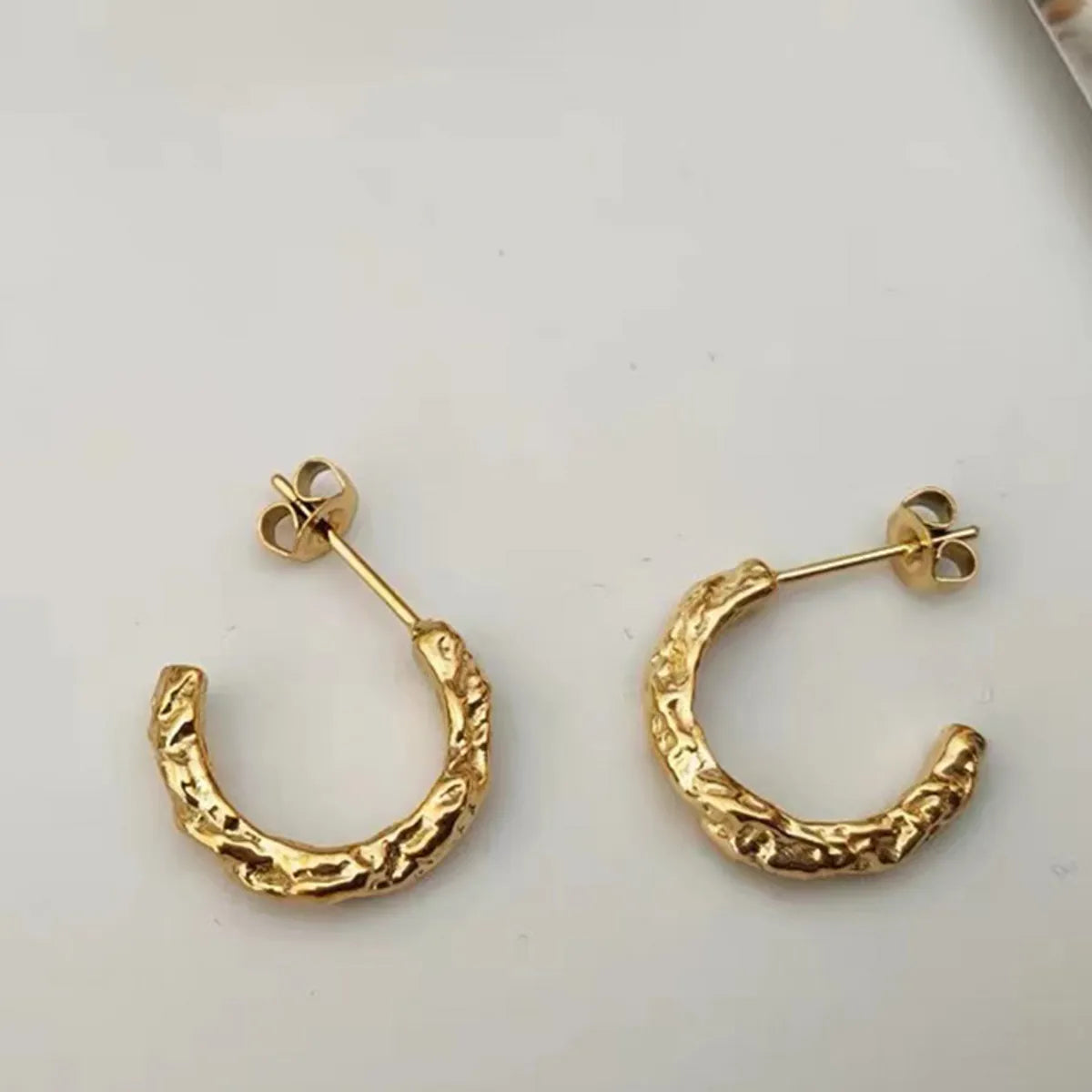 1 Pair Simple Style C Shape Plating Stainless Steel Gold Plated Ear Studs