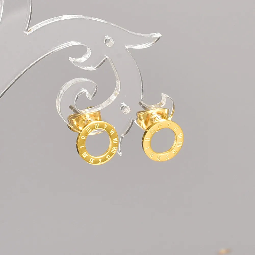 1 Pair Simple Style C Shape Plating Titanium Steel Gold Plated Drop Earrings