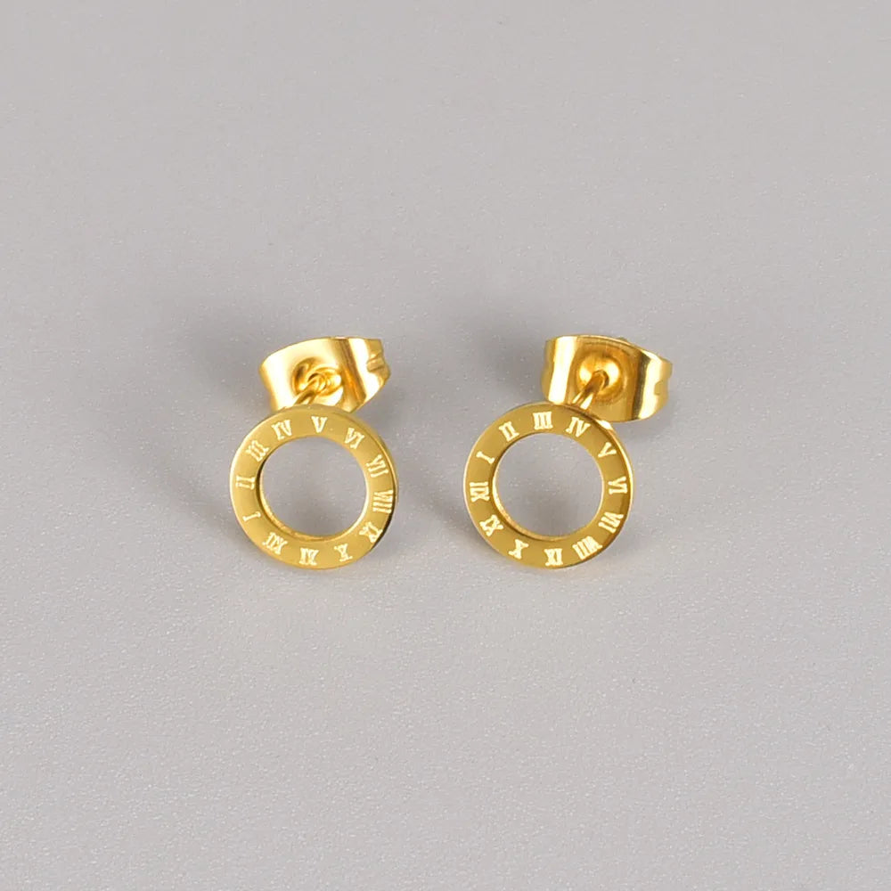 1 Pair Simple Style C Shape Plating Titanium Steel Gold Plated Drop Earrings