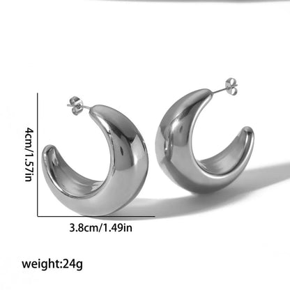 1 Pair Simple Style C Shape Polishing Plating Stainless Steel 18k Gold Plated Ear Studs