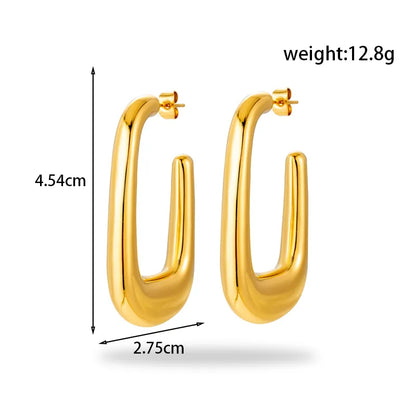 1 Pair Simple Style C Shape Rectangle Plating 304 Stainless Steel Ear Studs