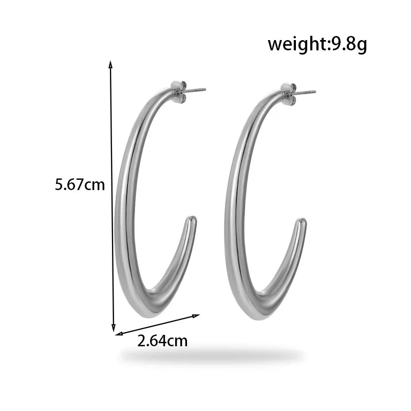 1 Pair Simple Style C Shape Rectangle Plating 304 Stainless Steel Ear Studs