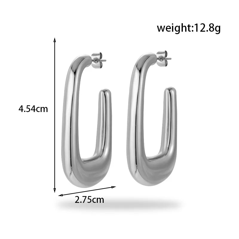 1 Pair Simple Style C Shape Rectangle Plating 304 Stainless Steel Ear Studs