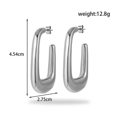 1 Pair Simple Style C Shape Rectangle Plating 304 Stainless Steel Ear Studs