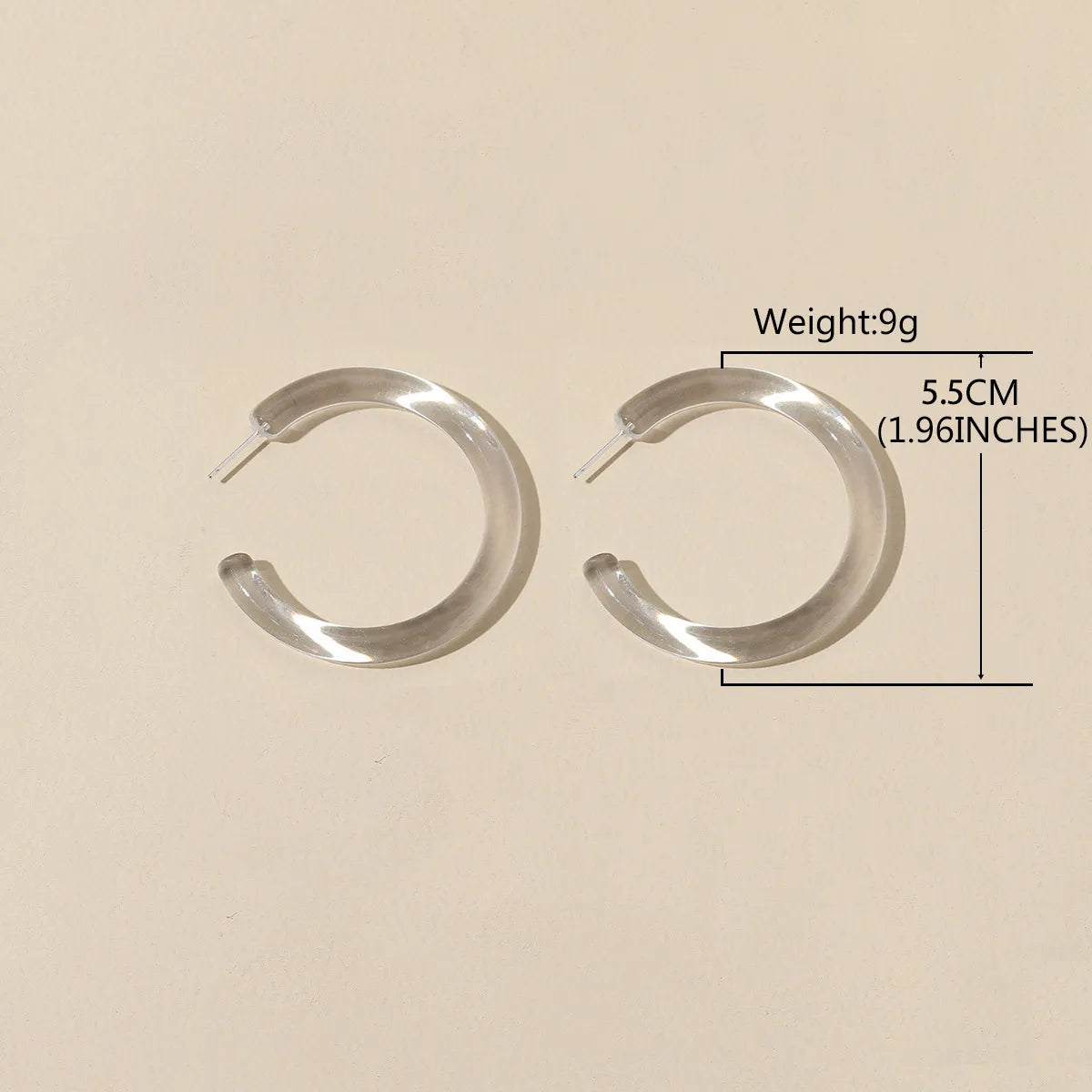 1 Pair Simple Style C Shape Resin Ear Studs