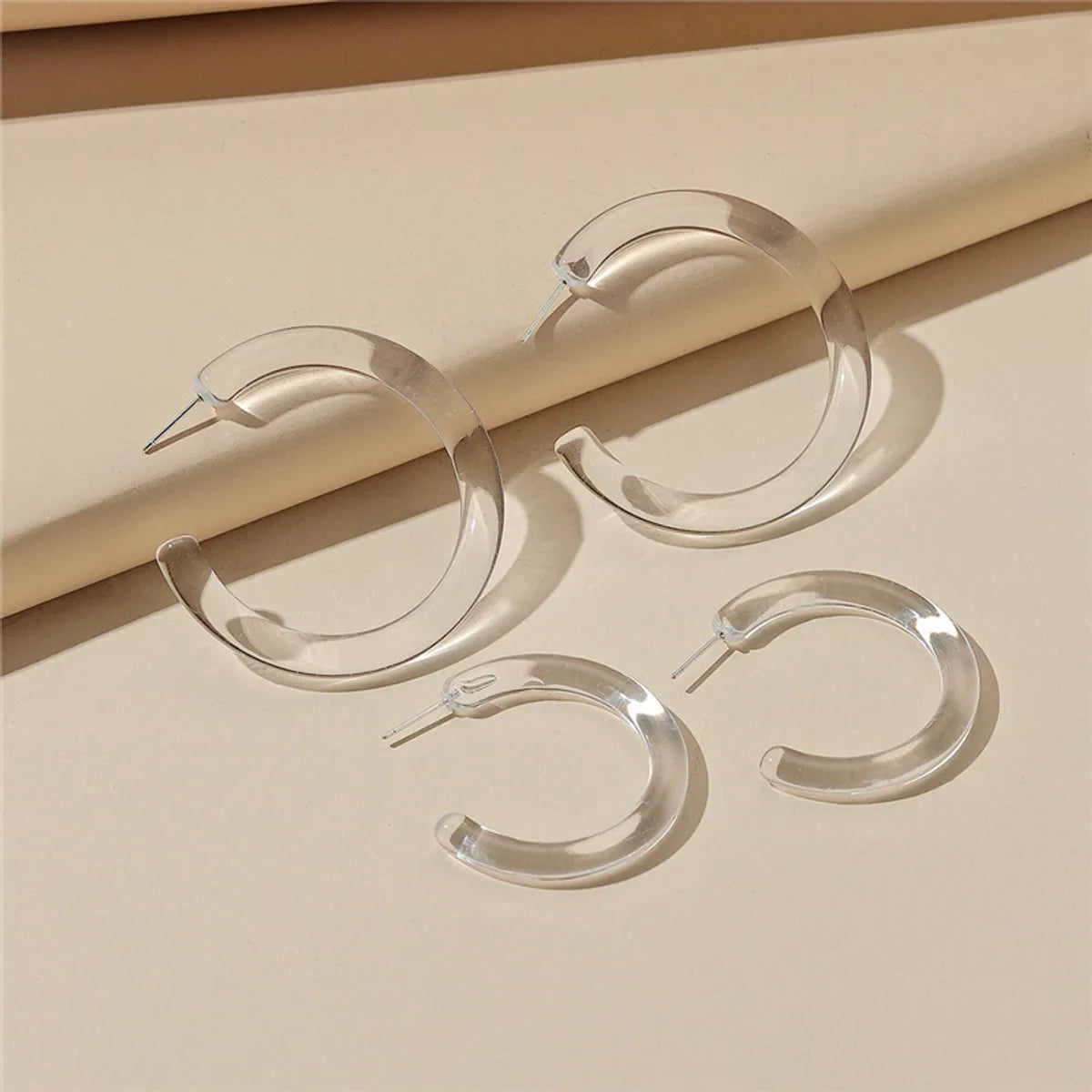 1 Pair Simple Style C Shape Resin Ear Studs