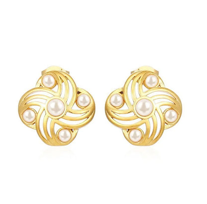 1 Pair Simple Style C Shape Solid Color Inlay 304 Stainless Steel Titanium Steel Rhinestones 18K Gold Plated Ear Studs