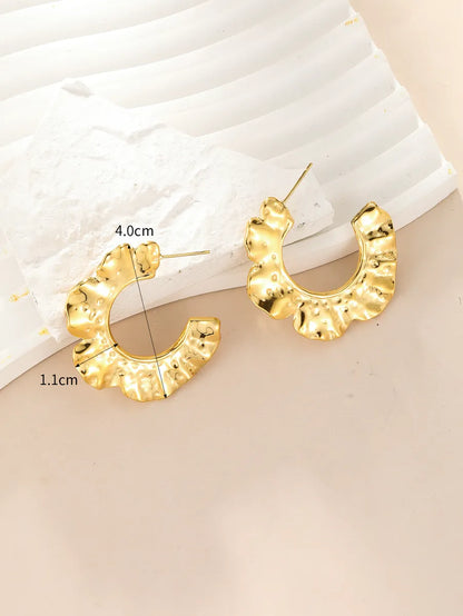 1 Pair Simple Style C Shape Solid Color Plating Stainless Steel 18k Gold Plated Ear Studs