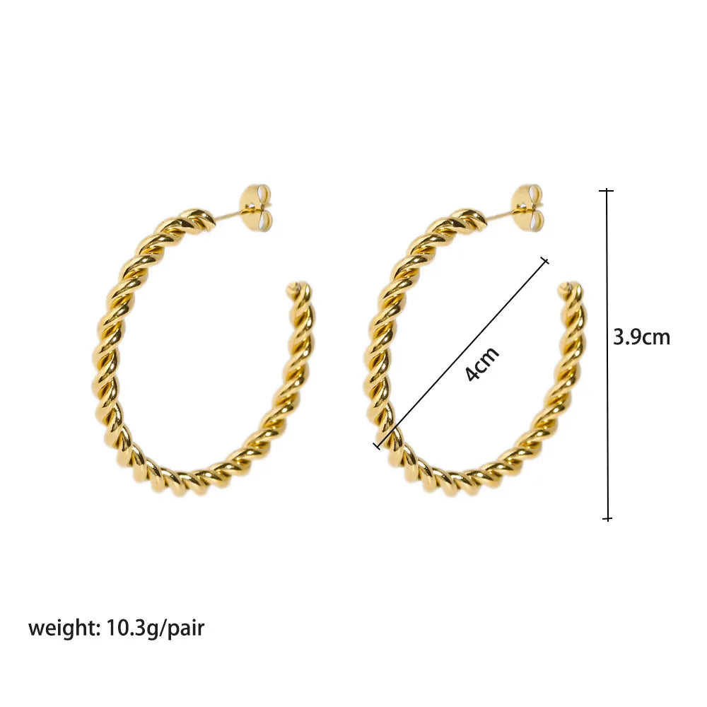 1 Pair Simple Style C Shape 304 Stainless Steel 18K Gold Plated Ear Studs