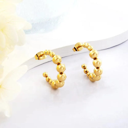 1 Pair Simple Style C Shape Stainless Steel Gold Plated Ear Studs