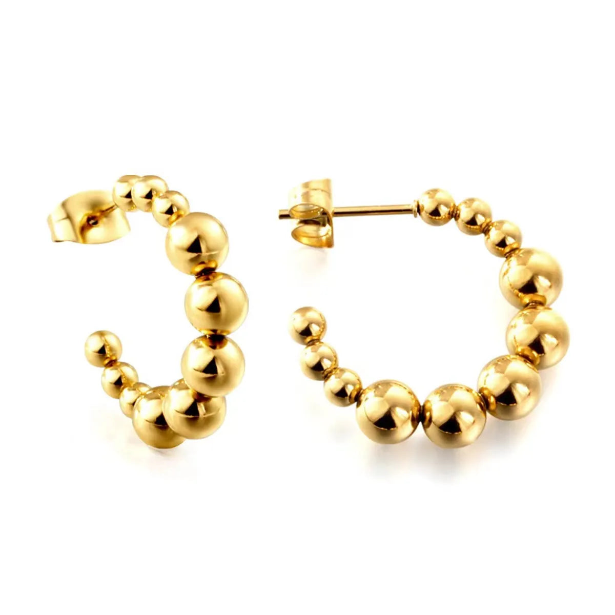 1 Pair Simple Style C Shape Stainless Steel Gold Plated Ear Studs