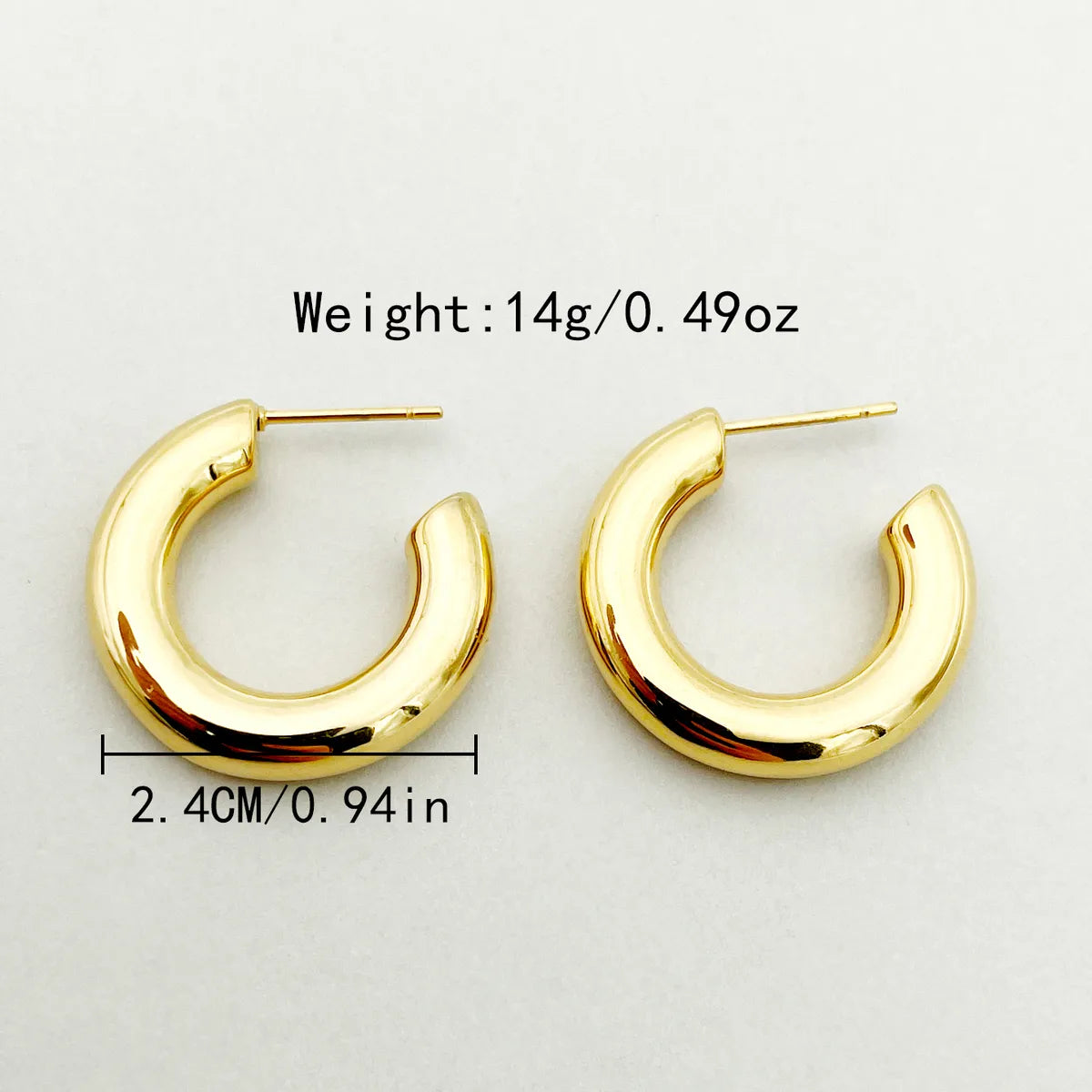 1 Pair Simple Style C Shape Polishing Plating 304 Stainless Steel 14K Gold Plated Ear Studs