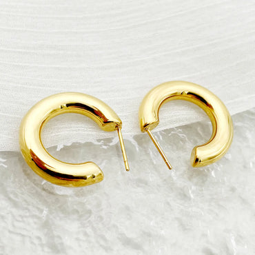 1 Pair Simple Style C Shape Polishing Plating 304 Stainless Steel 14K Gold Plated Ear Studs