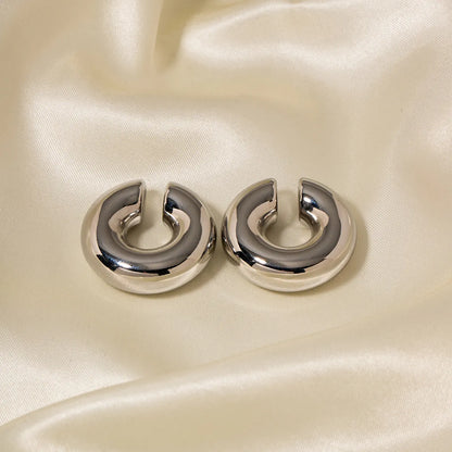 1 Pair Simple Style C Shape Plating Stainless Steel 18k Gold Plated Ear Clips