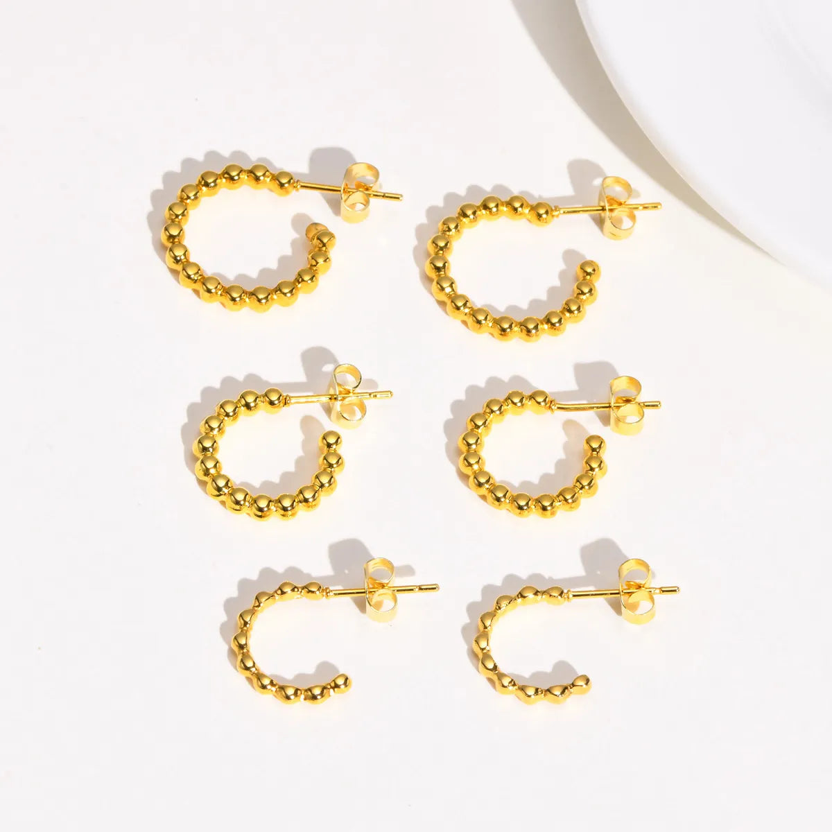 1 Pair Simple Style C Shape Plating Stainless Steel 18k Gold Plated Ear Studs