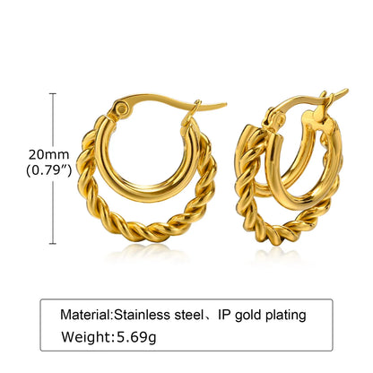 1 Pair Simple Style C Shape Plating Stainless Steel 18k Gold Plated Hoop Earrings Ear Studs