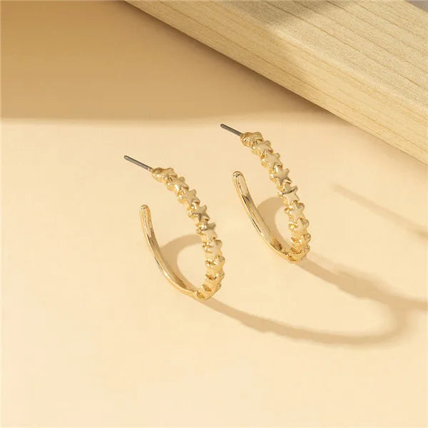 1 Pair Simple Style C Shape Star Alloy Ear Studs