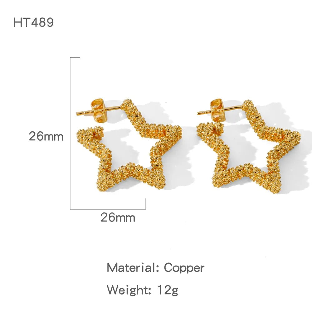 1 Pair Simple Style C Shape Star Copper Ear Studs