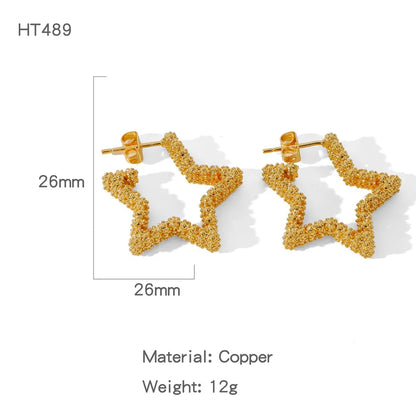 1 Pair Simple Style C Shape Star Copper Ear Studs