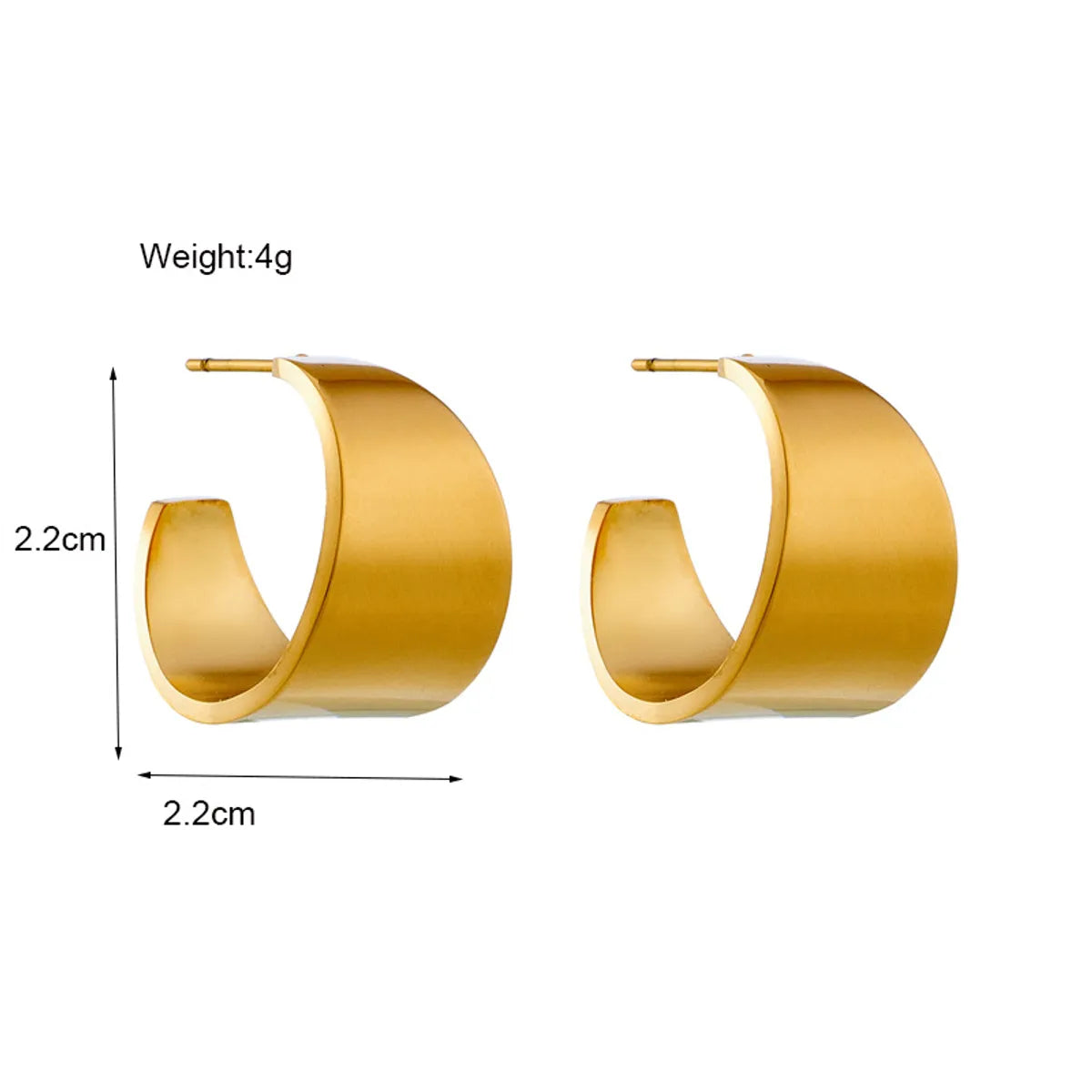 1 Pair Simple Style C Shape Titanium Steel Ear Studs