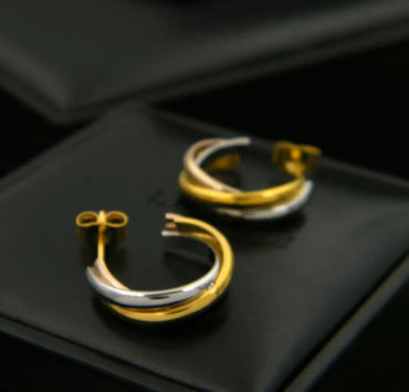 1 Pair Simple Style C Shape Plating Titanium Steel 18k Gold Plated Ear Studs