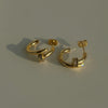 1 Pair Simple Style C Shape Plating Inlay Titanium Steel Zircon Ear Studs