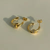 1 Pair Simple Style C Shape Plating Inlay Titanium Steel Zircon Ear Studs