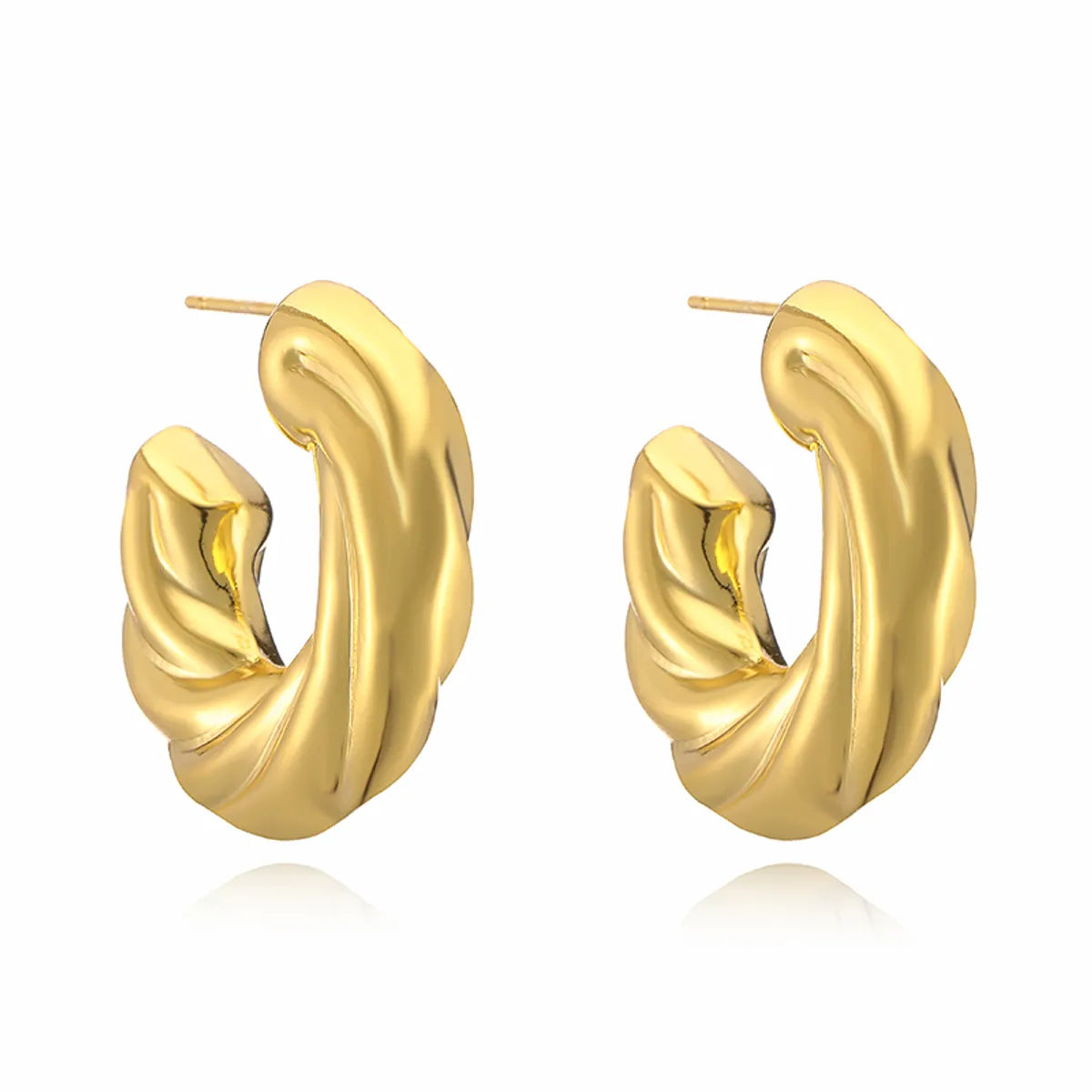 1 Pair Simple Style C Shape Twist Plating Copper 18k Gold Plated Earrings