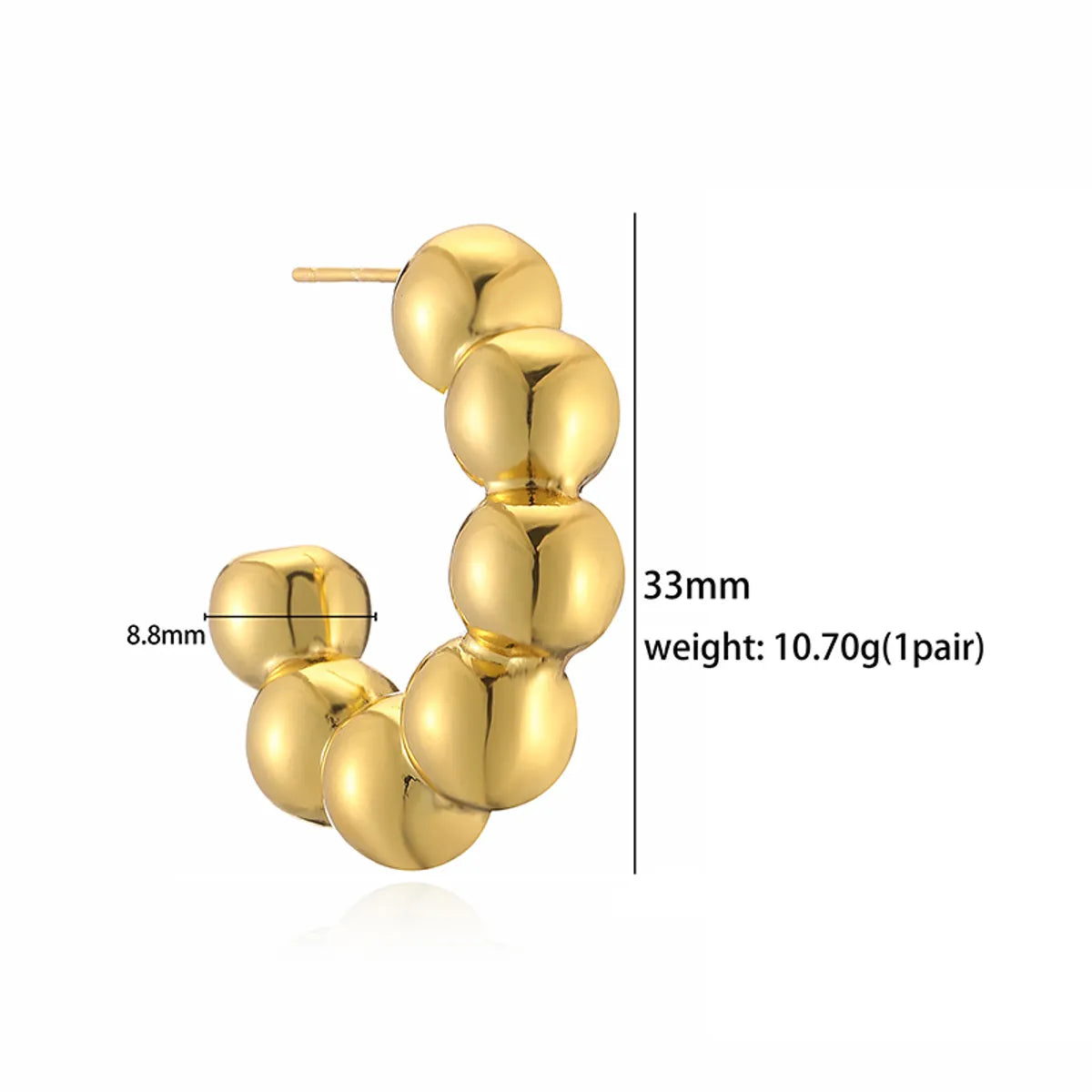 1 Pair Simple Style C Shape Twist Plating Copper 18k Gold Plated Earrings