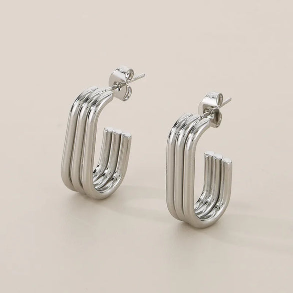 1 Pair Simple Style C Shape U Shape Geometric 304 Stainless Steel 18K Gold Plated Ear Studs