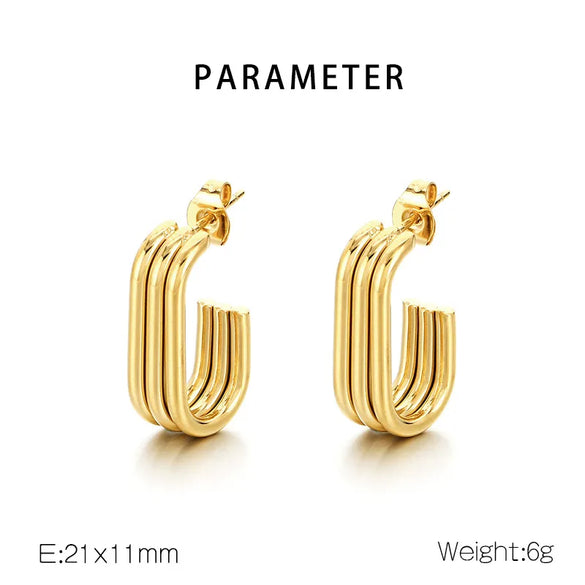 1 Pair Simple Style C Shape U Shape Geometric 304 Stainless Steel 18K Gold Plated Ear Studs