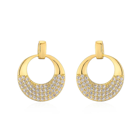 1 Pair Simple Style C Shape Water Droplets Solid Color Plating Inlay Copper Zircon 18k Gold Plated Ear Studs