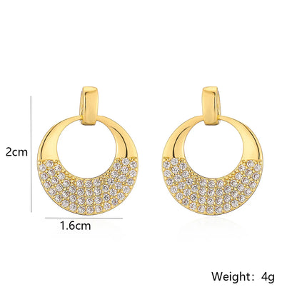 1 Pair Simple Style C Shape Water Droplets Solid Color Plating Inlay Copper Zircon 18k Gold Plated Ear Studs