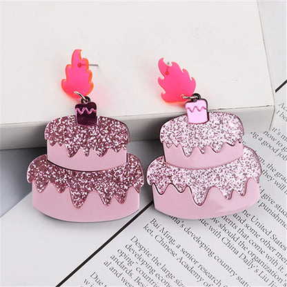 1 Pair Simple Style Cake Arylic Patchwork Women's Drop Earrings